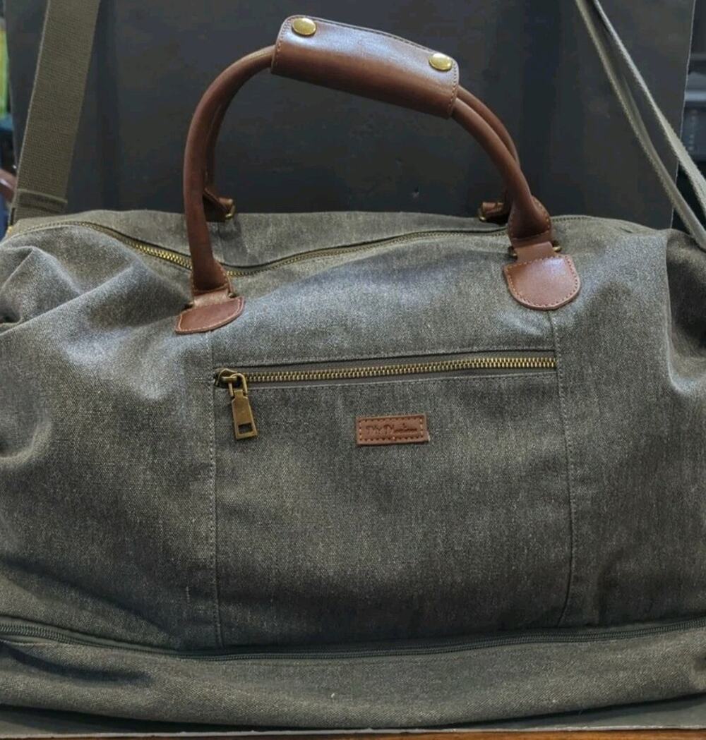 My Mealivos Canvas Weekender Overnight Travel Carry On Duffel Tote Black 20 X 8"